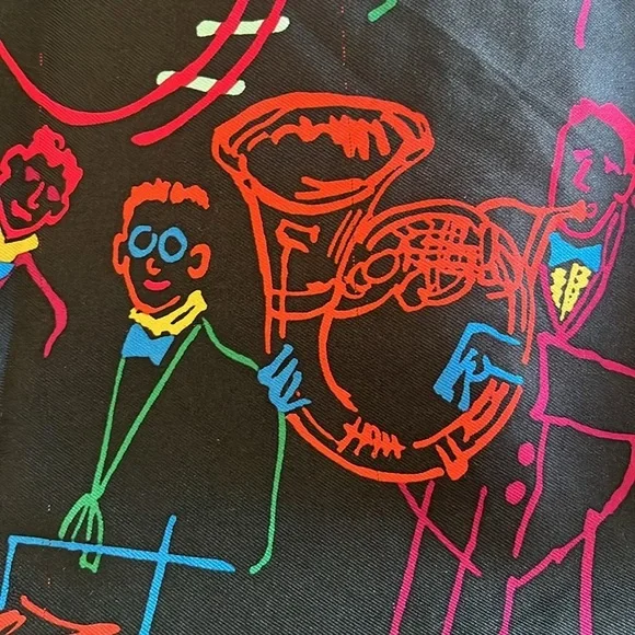 Vintage Perry Ellis Music Mardi Gras Square Silk Scarf - Picture 3 of 8